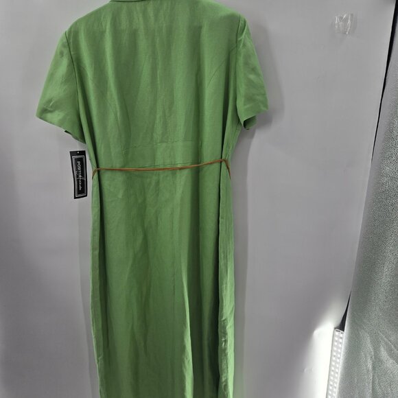 Vintage Positive Attitude Petite Green Linen/Rayon Maxi Dress 16WP - Picture 3 of 16